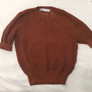 Burn orange short sleeve sweater